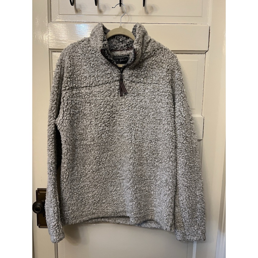 True Grit Frosty Tipped Pile Fleece Quarter Zip Pullover Gray Womens XL